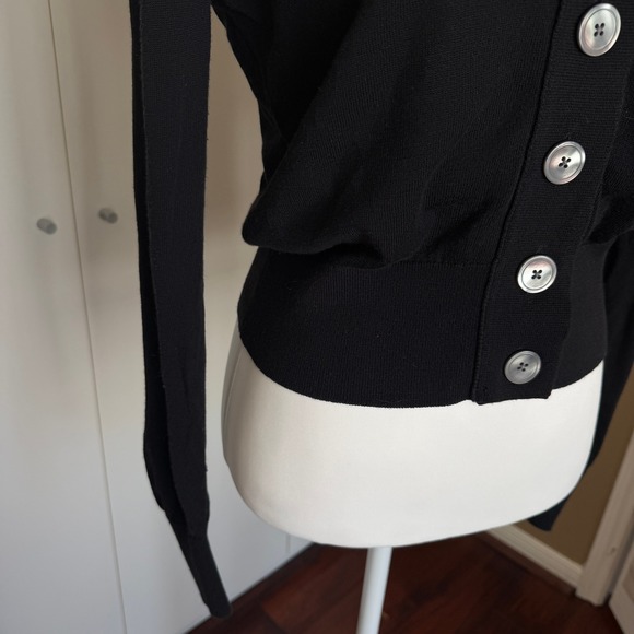 J.Crew Womens Black V-Neck Button Front Cardigan Sz S Academia Preppy Cotton - Picture 4 of 8